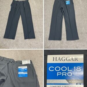 Haggard mens cool 18 pro pleated classic fit dress pants 34x29 gray trouser nwt